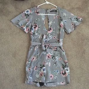 black and white striped romper